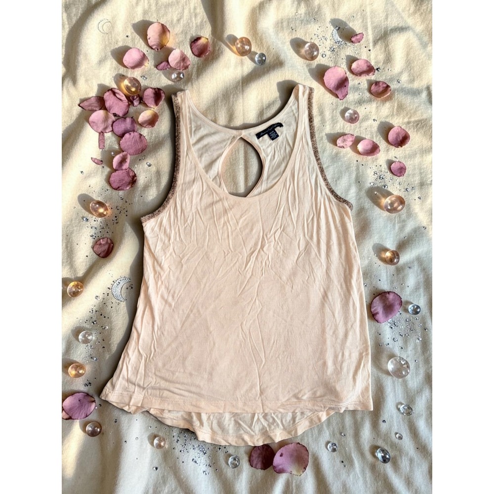 American Eagle - Peach Beaded Keyhole Tank Top - Womens Size XS